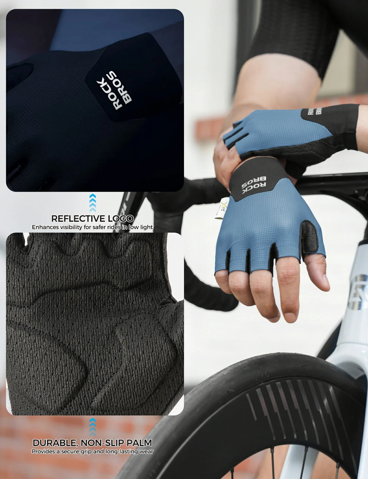 ROCKBROS Halfvingers fietshandschoenen met PORON XRD vulling