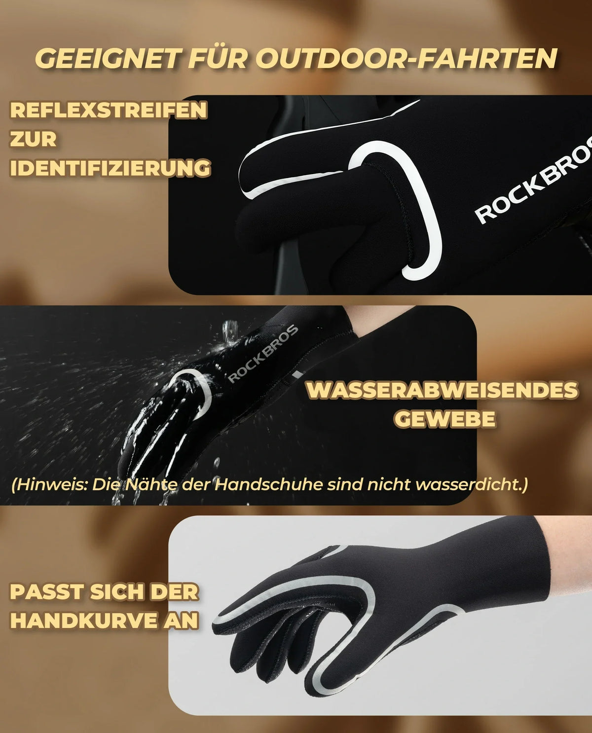 ROCKBROS Fietshandschoenen Winter, Waterdicht en Winddicht S365