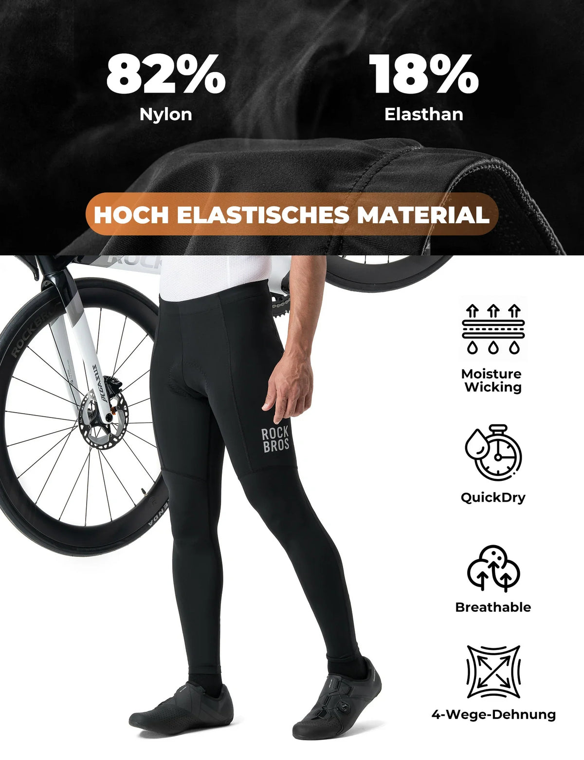 ROCKBROS Heren Fietsbroek - 3D Ergonomische Snit, 6H+