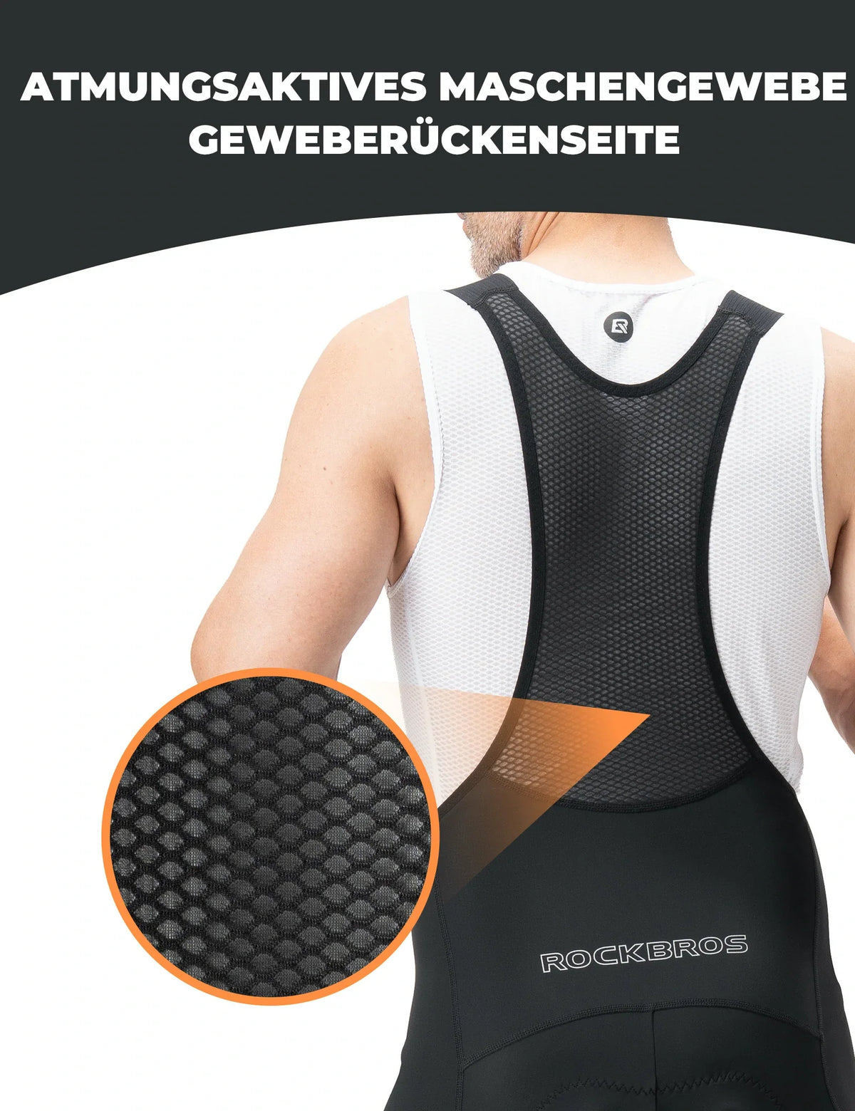 ROCKBROS Heren Fietsbroek met Bretellen - Zeer Rekbaar, Ademend met Reflecterende Strepen