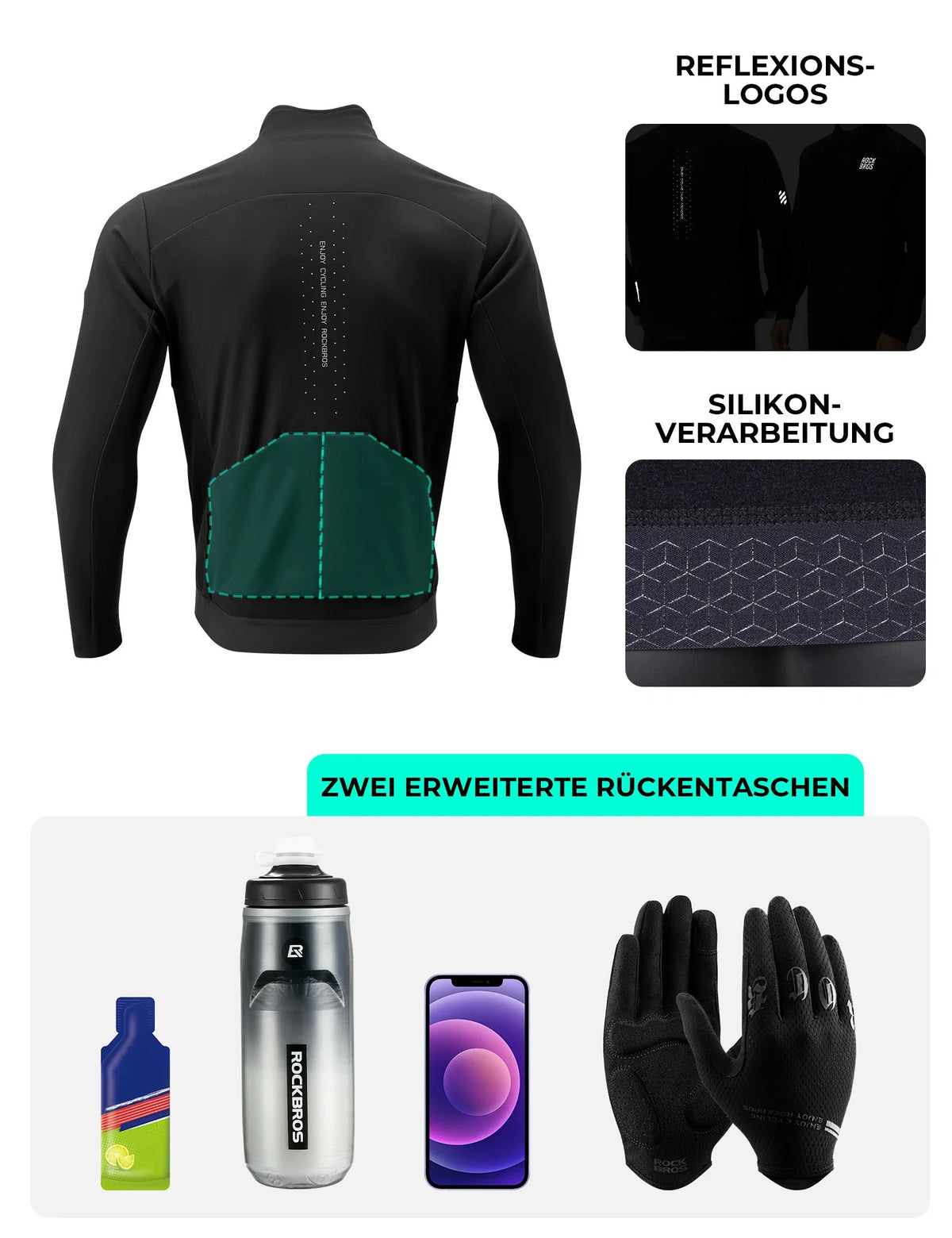 ROCKBROS Heren fietshandschoenen met 3-laags technologie - Winddicht, Ademend, Reflecterend