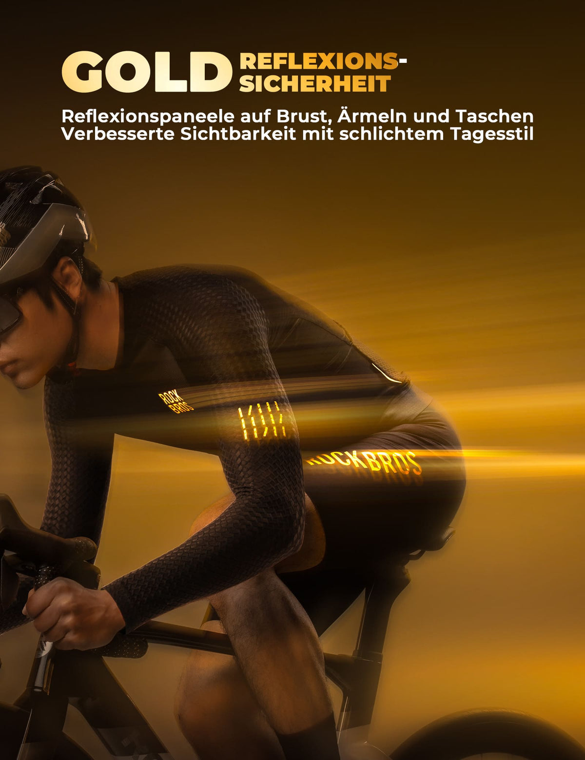 ROCKBROS Heren Langarm-Fietsshirt Ademend Reflecterend met 3D-Snit