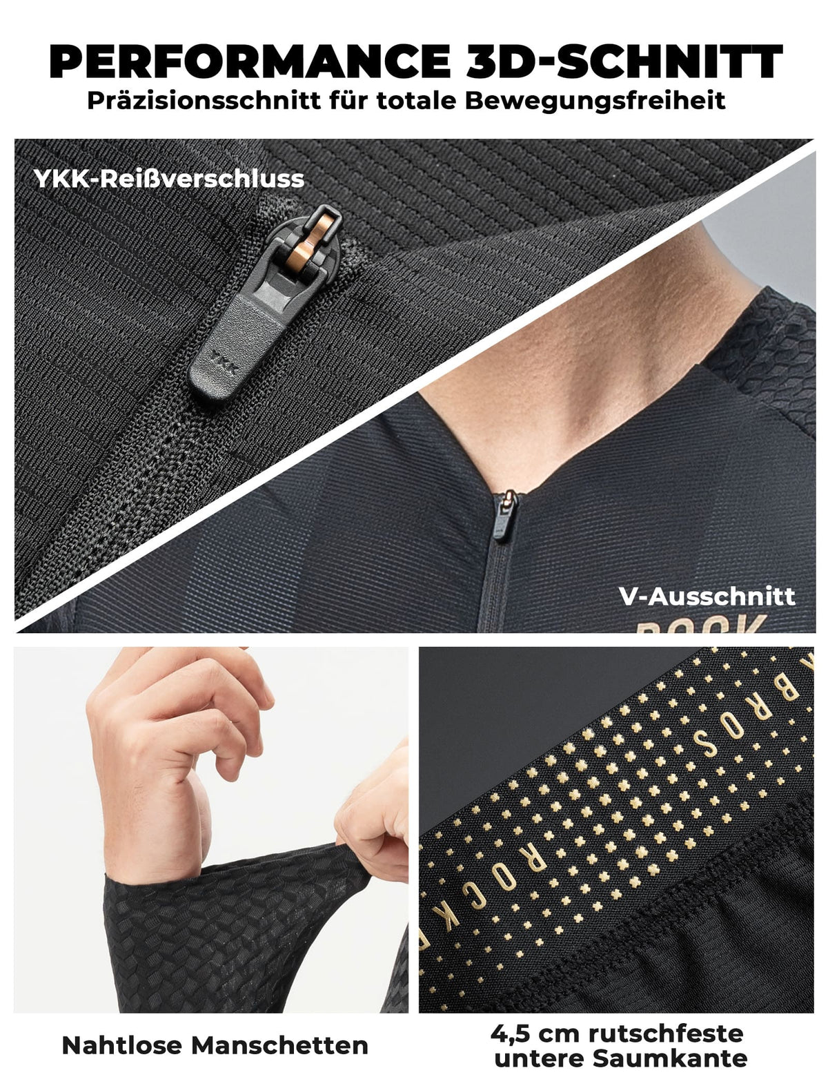 ROCKBROS Heren Langarm-Fietsshirt Ademend Reflecterend met 3D-Snit