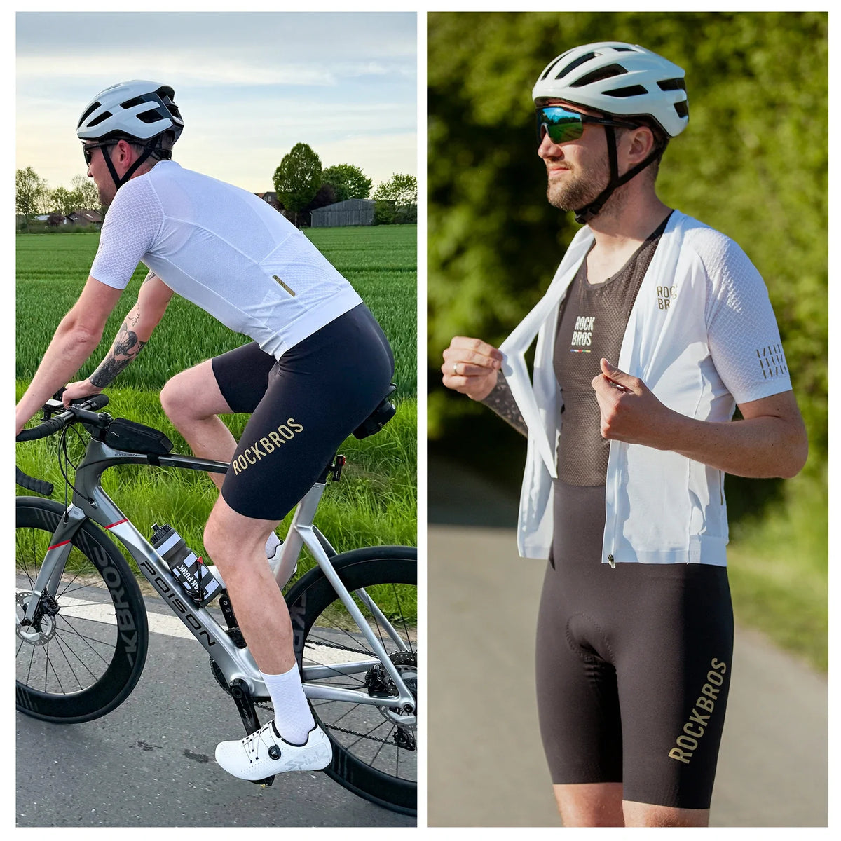 ROCKBROS Heren Fietshbroek met Bretellen Gevoerd, Korte Fietshbroek, Ademende snel drogende