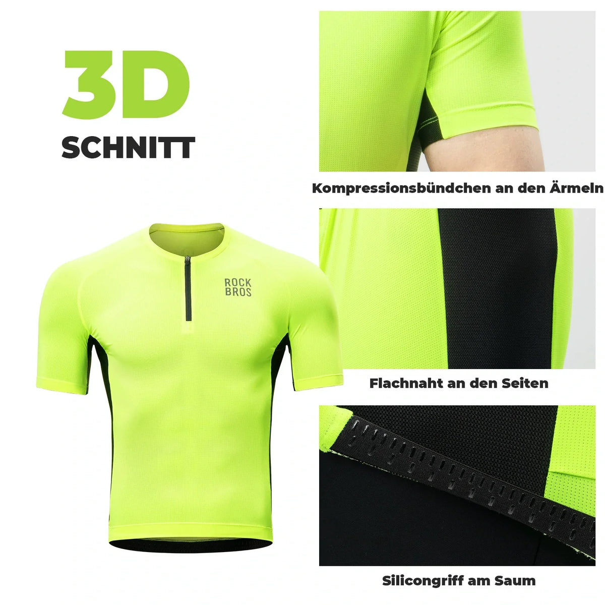ROCKBROS Heren Fietsshirt Wielrenshirt Korte Mouw, Ademend Fiets Shirt