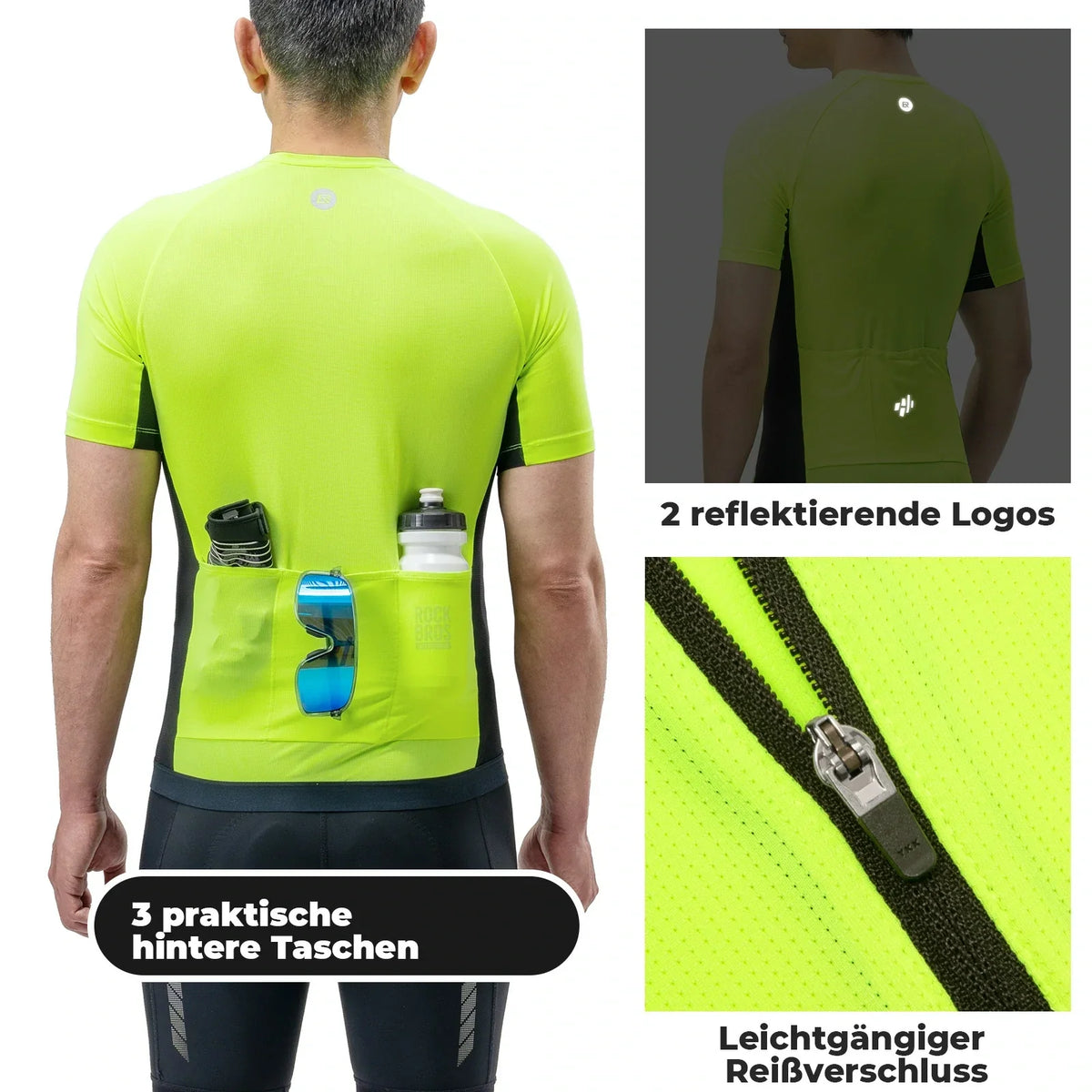 ROCKBROS Heren Fietsshirt Wielrenshirt Korte Mouw, Ademend Fiets Shirt