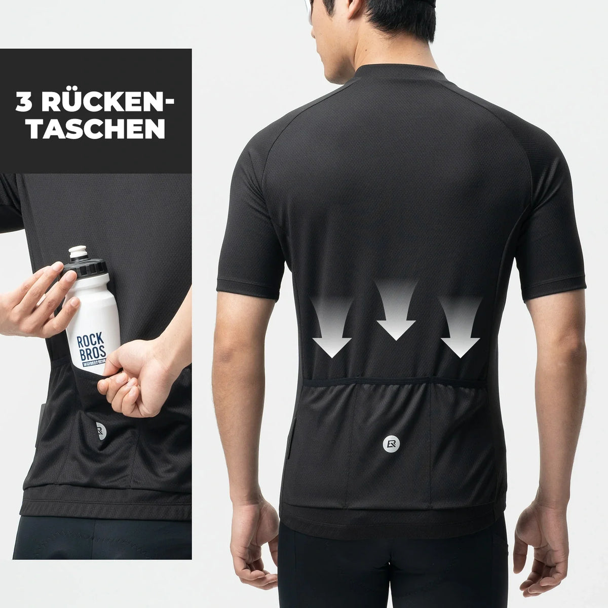 ROCKBROS Heren Fietsshirt Korte mouw Fietsshirt Wielrenshirt Ademend Snel drogend