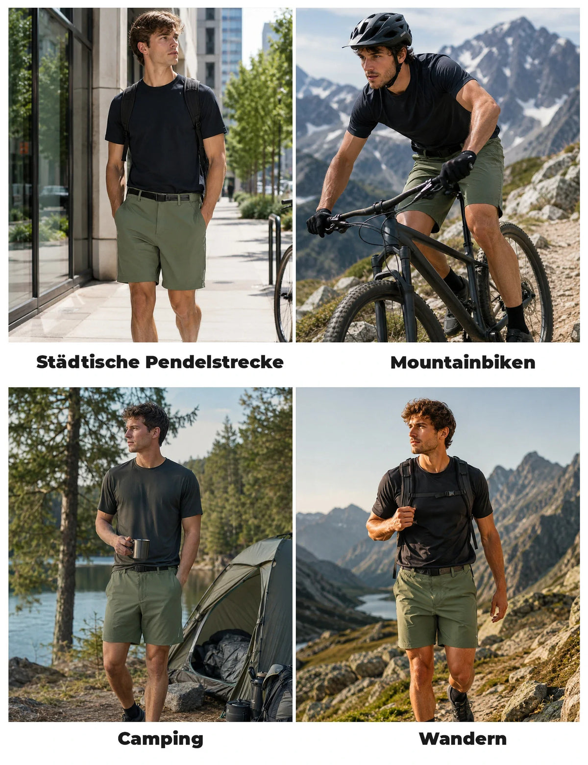 ROCKBROS Heren Zomershort Army Groen