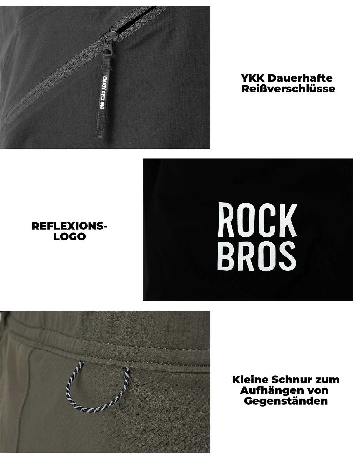 ROCKBROS Heren Sport Shorts Fietsbroek - Magnetische Taillesluiting, 4-Zakken-Design