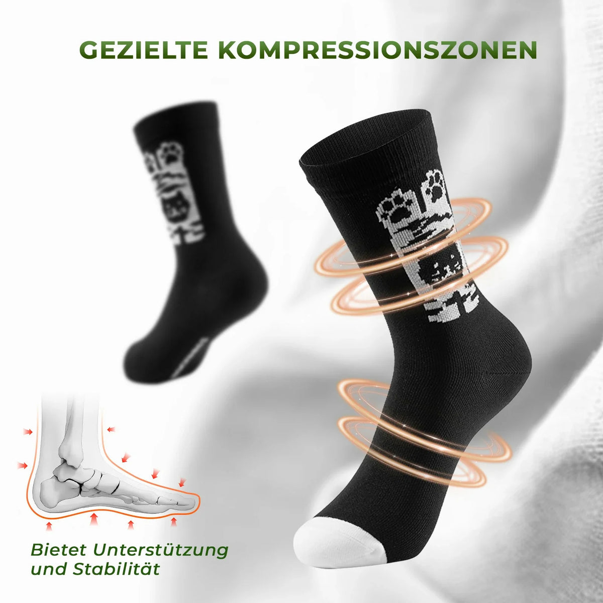 ROCKBROS Kinder fietssokken met 5A antibacteriële compressiezones kattenpoten design