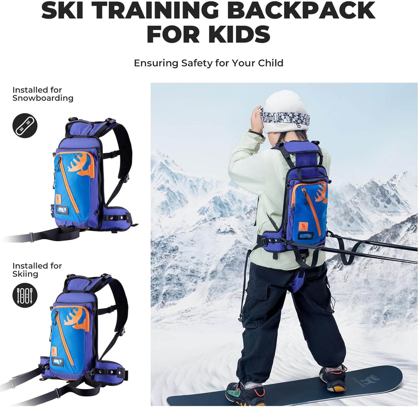 Ski-trainingsrugzak voor kinderen met schouderband Quanture