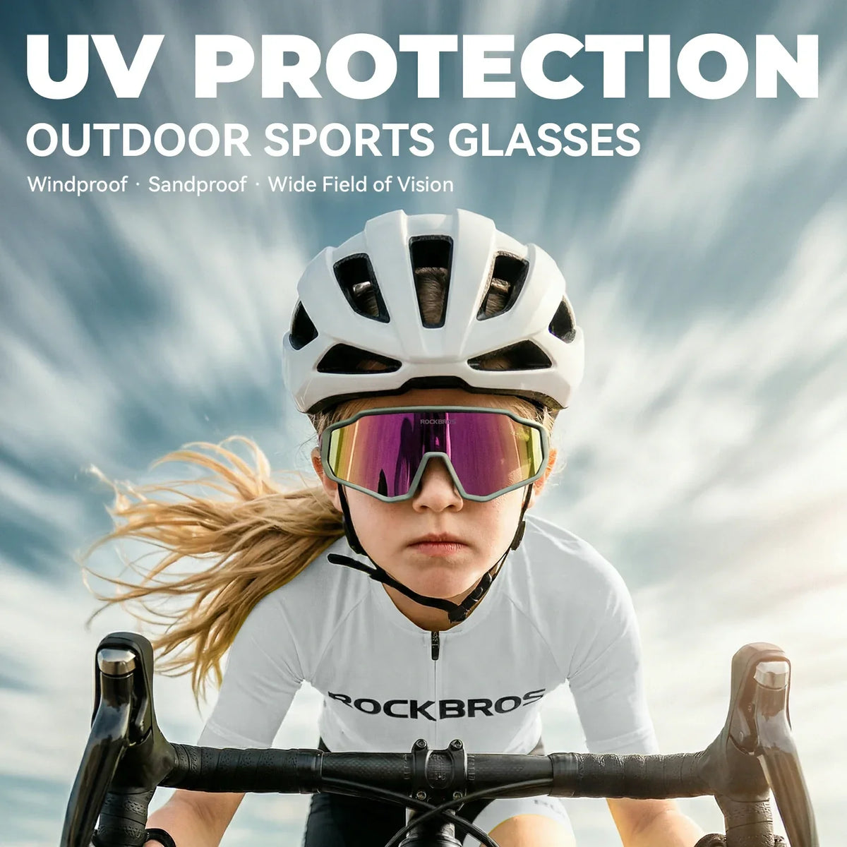 ROCKBROS Kinder Zonnebril voor de Fiets - Gepolariseerd/Fotochromatisch met UV400 Bescherming