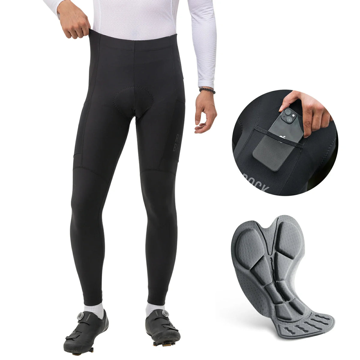 ROCKBROS Lange Fietsbroek voor Heren Thermo Fietshose 3D gevoerd