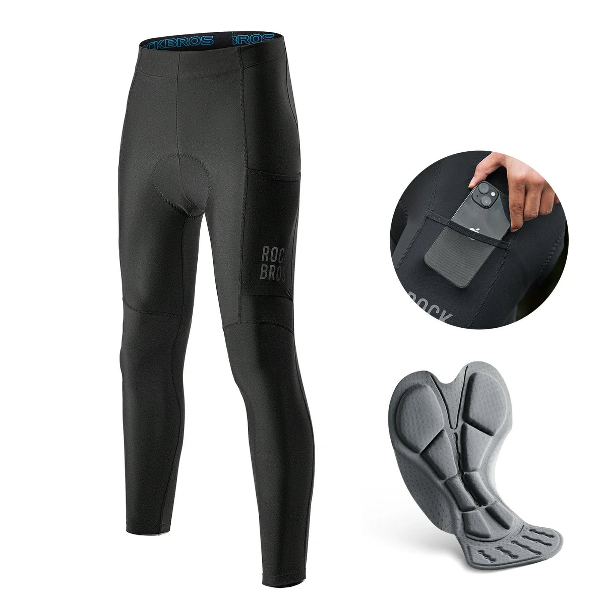 ROCKBROS Lange Fietsbroek voor Heren Thermo Fietshose 3D gevoerd