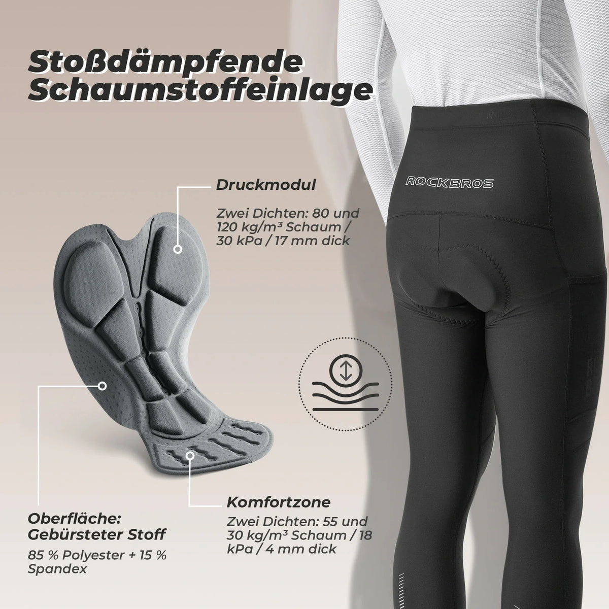 ROCKBROS Lange Fietsbroek voor Heren Thermo Fietshose 3D gevoerd