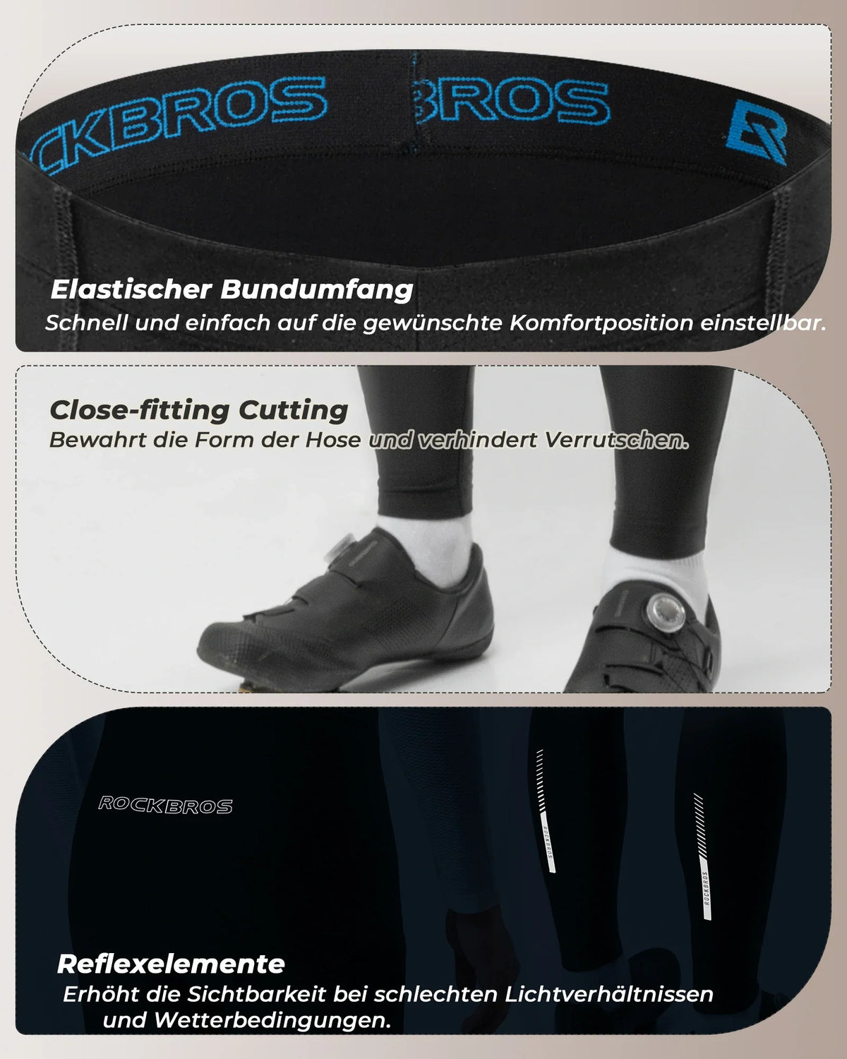 ROCKBROS Lange Fietsbroek voor Heren Thermo Fietshose 3D gevoerd