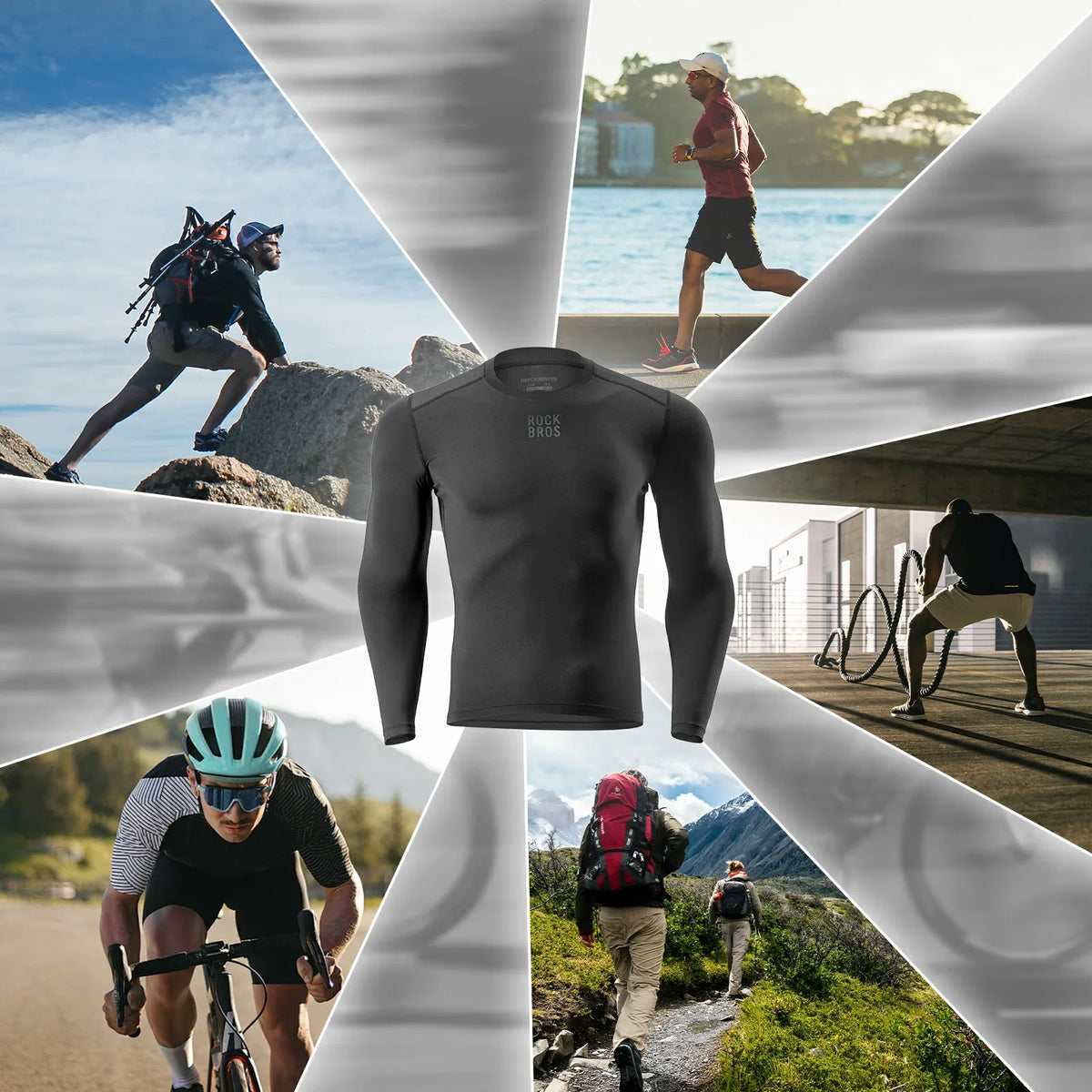 ROCKBROS Lange mouwen Fietsshirt Heren, Warm Fietsshirt Kleding Ademend
