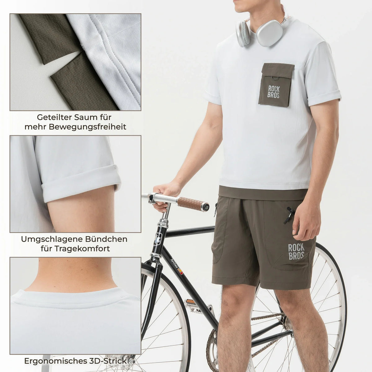 ROCKBROS Mountainbike Fietsshirt Korte Mouw Heren met Magnetische Borstzak