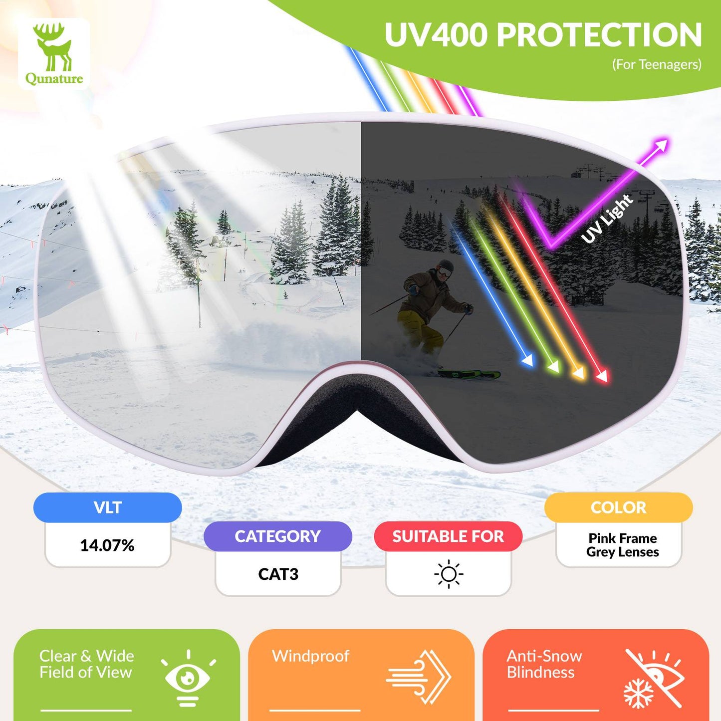 OTG anti-condens skibril unisex Qunature