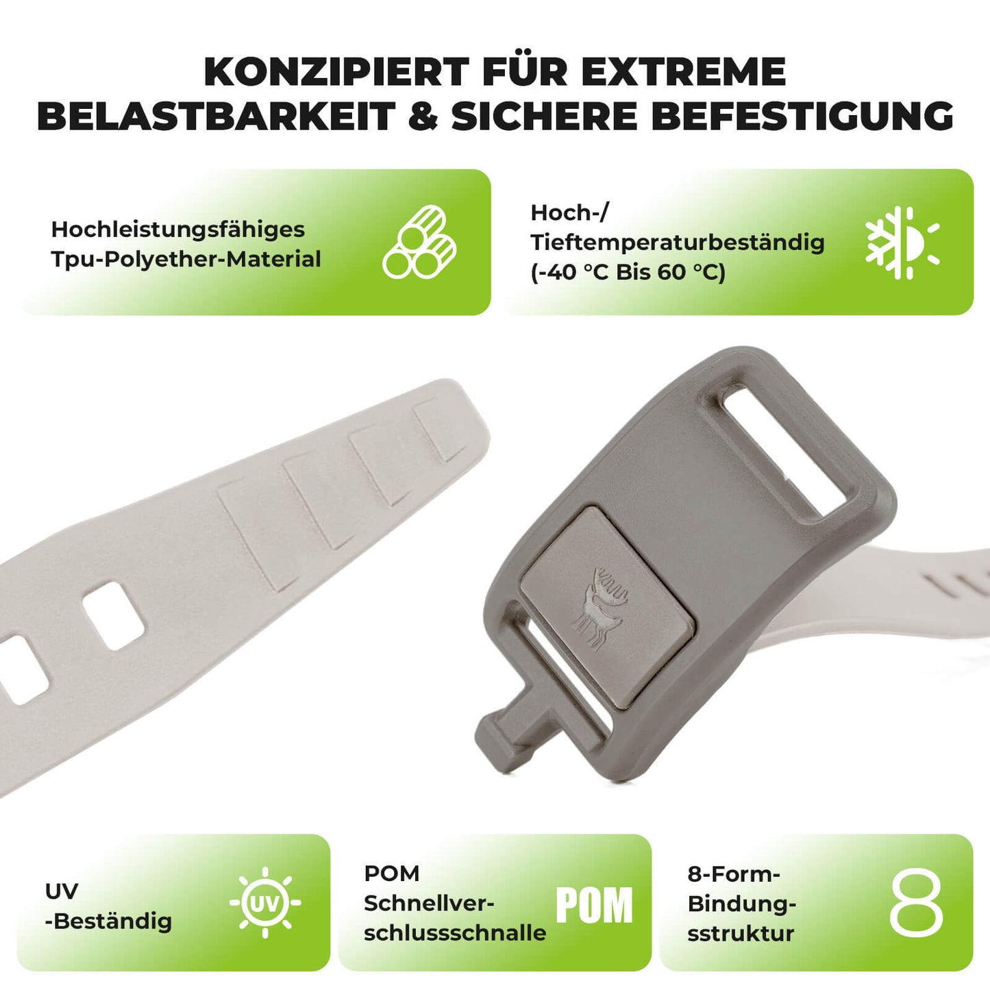 Universele spanbanden voor buitengebruik - Uitschuifbaar en extreem duurzaam.