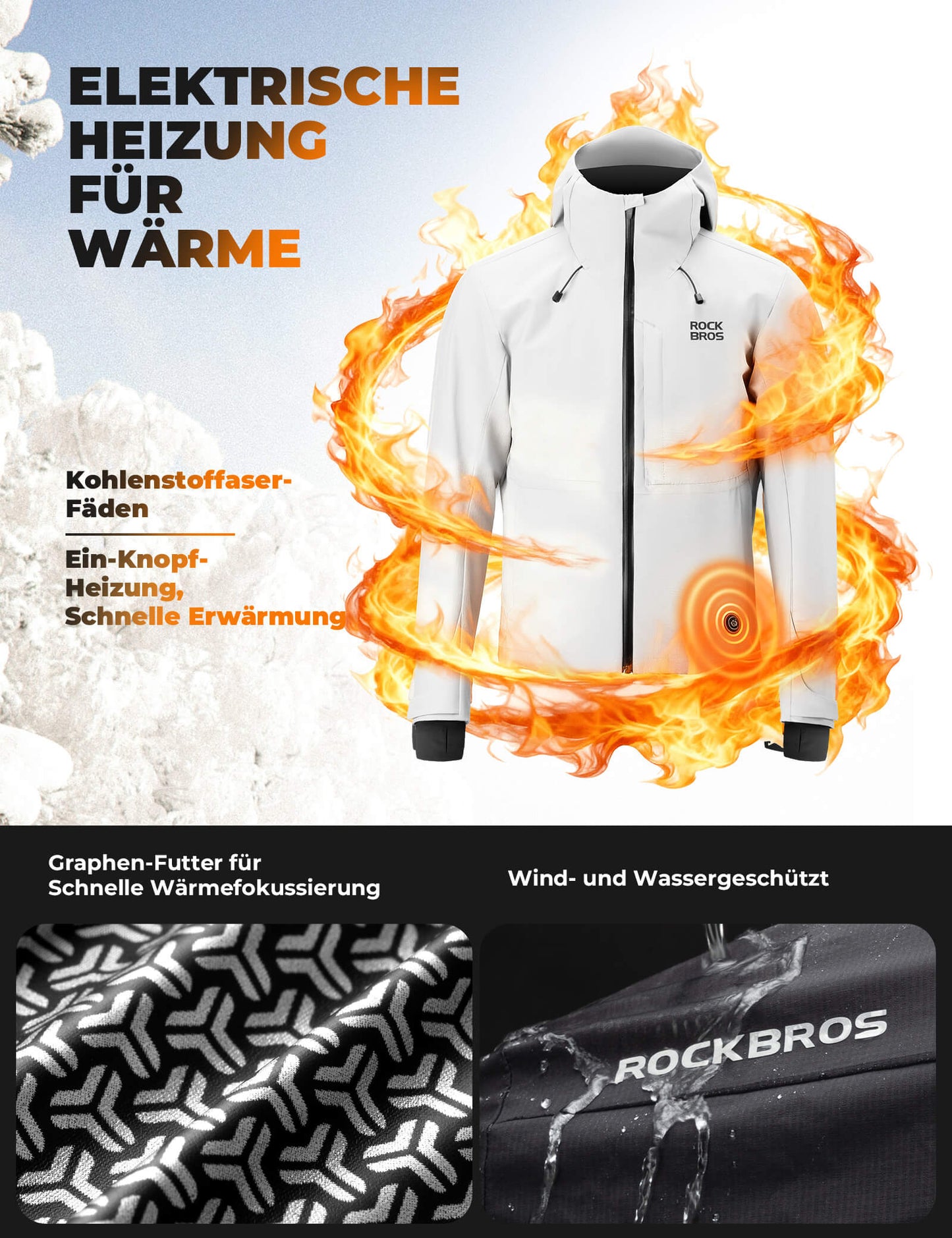 Verwarmd fietsjack met Type-C-aansluiting ROCKBROS