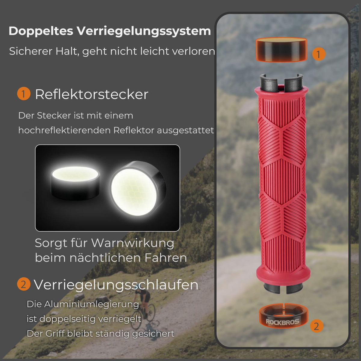 ROCKBROS Fiets Stuurgriffen Dubbele Sluiting voor 22,2mm Sturen