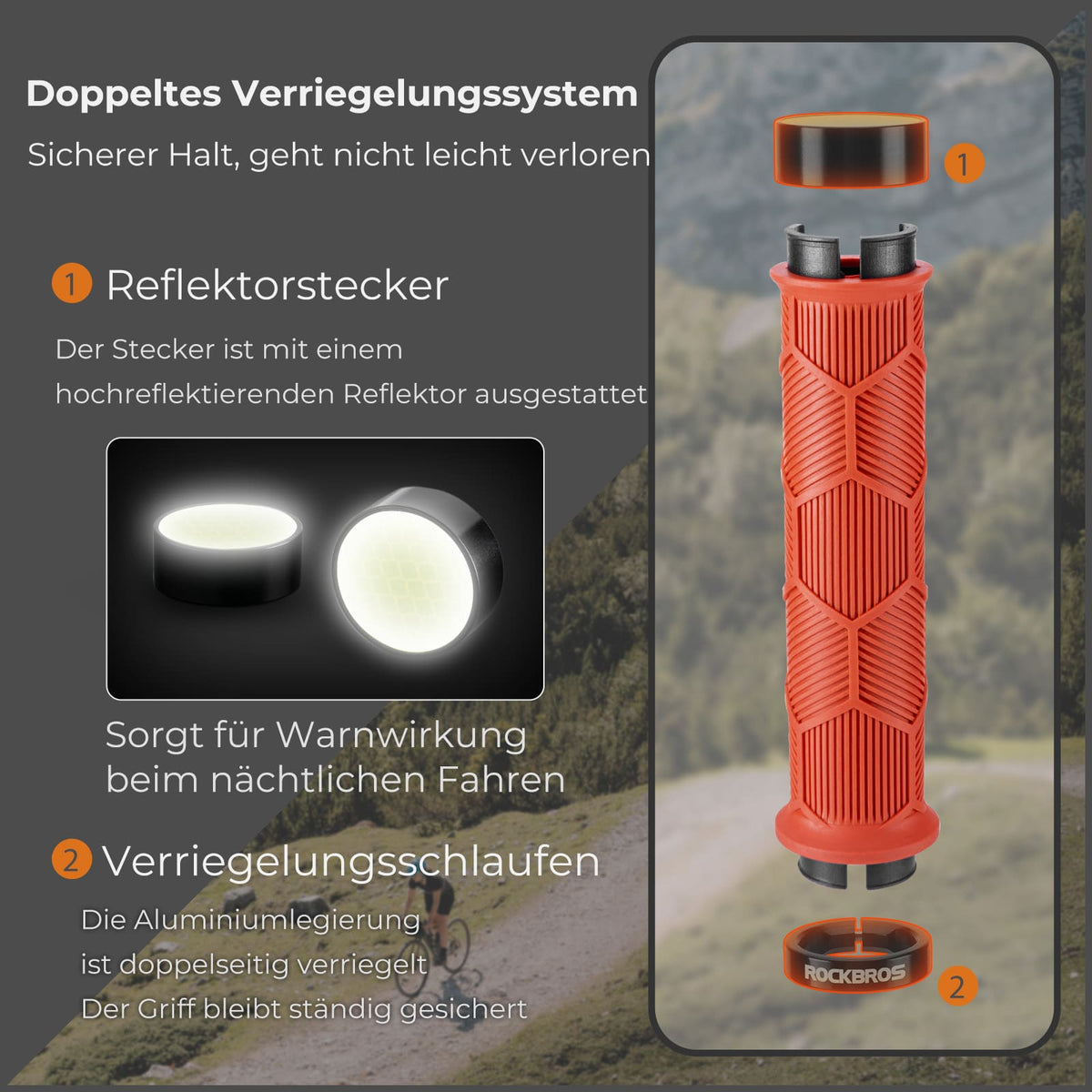 ROCKBROS Fiets Stuurgriffen Dubbele Sluiting voor 22,2mm Sturen