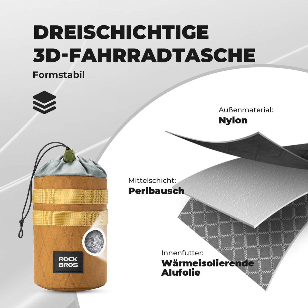 ROCKBROS Fiets Stuurzak 1.2L voor Drinkflessen Ø10 cm