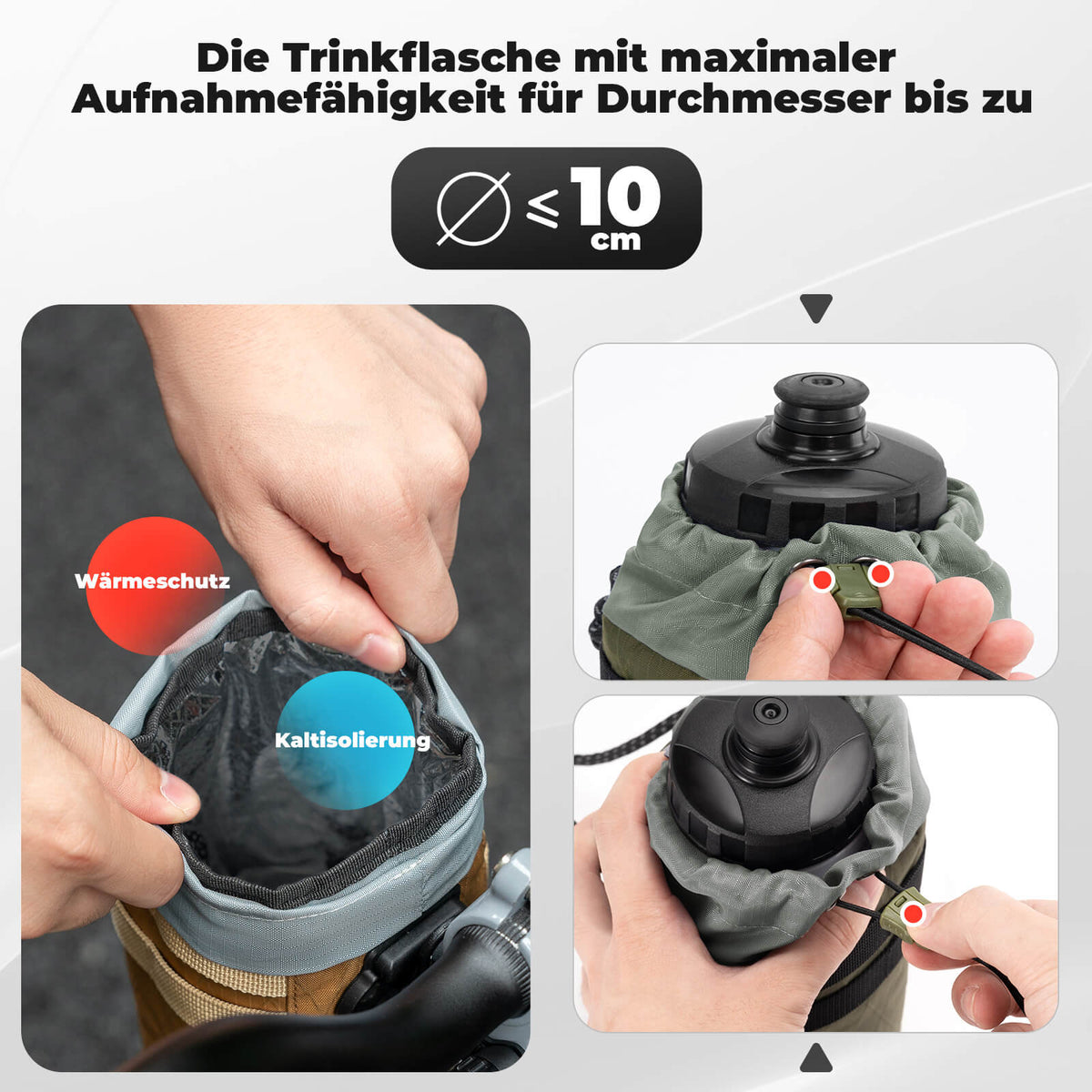 ROCKBROS Fiets Stuurzak 1.2L voor Drinkflessen Ø10 cm