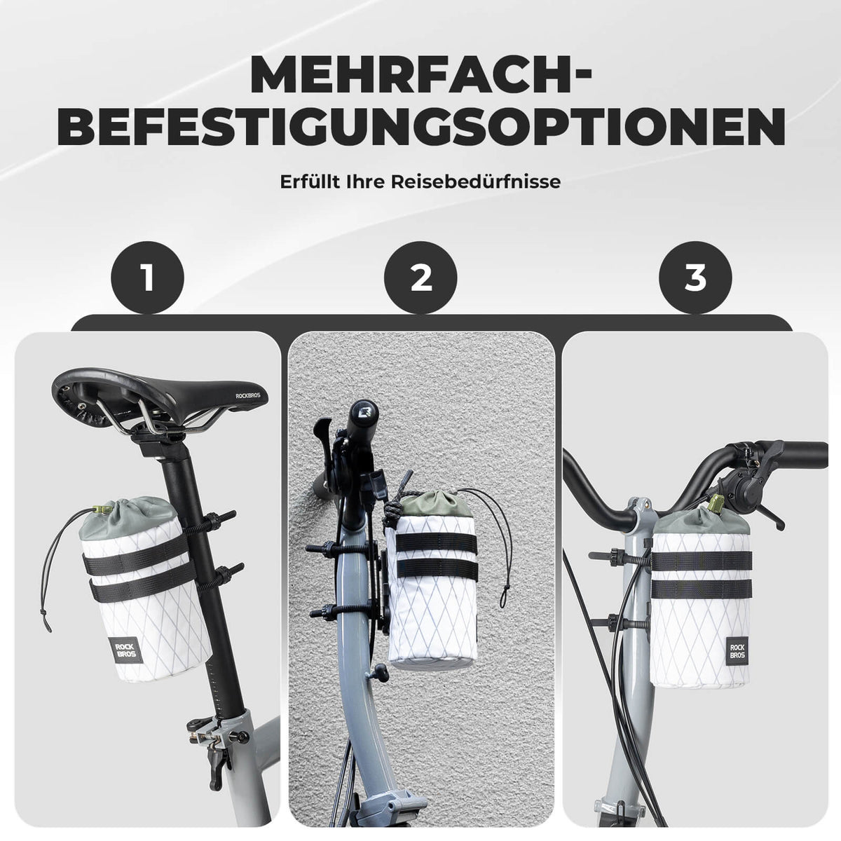 ROCKBROS Fiets Stuurzak 1.2L voor Drinkflessen Ø10 cm