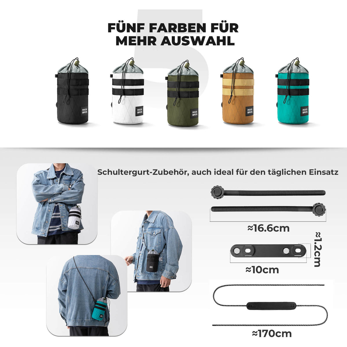 ROCKBROS Fiets Stuurzak 1.2L voor Drinkflessen Ø10 cm