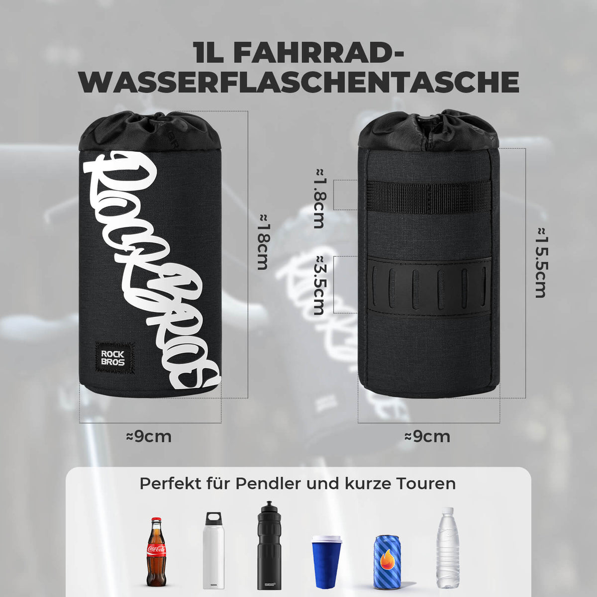 ROCKBROS Fiets Stuurzak Mini 1L voor Drinkflessen Ø9 cm