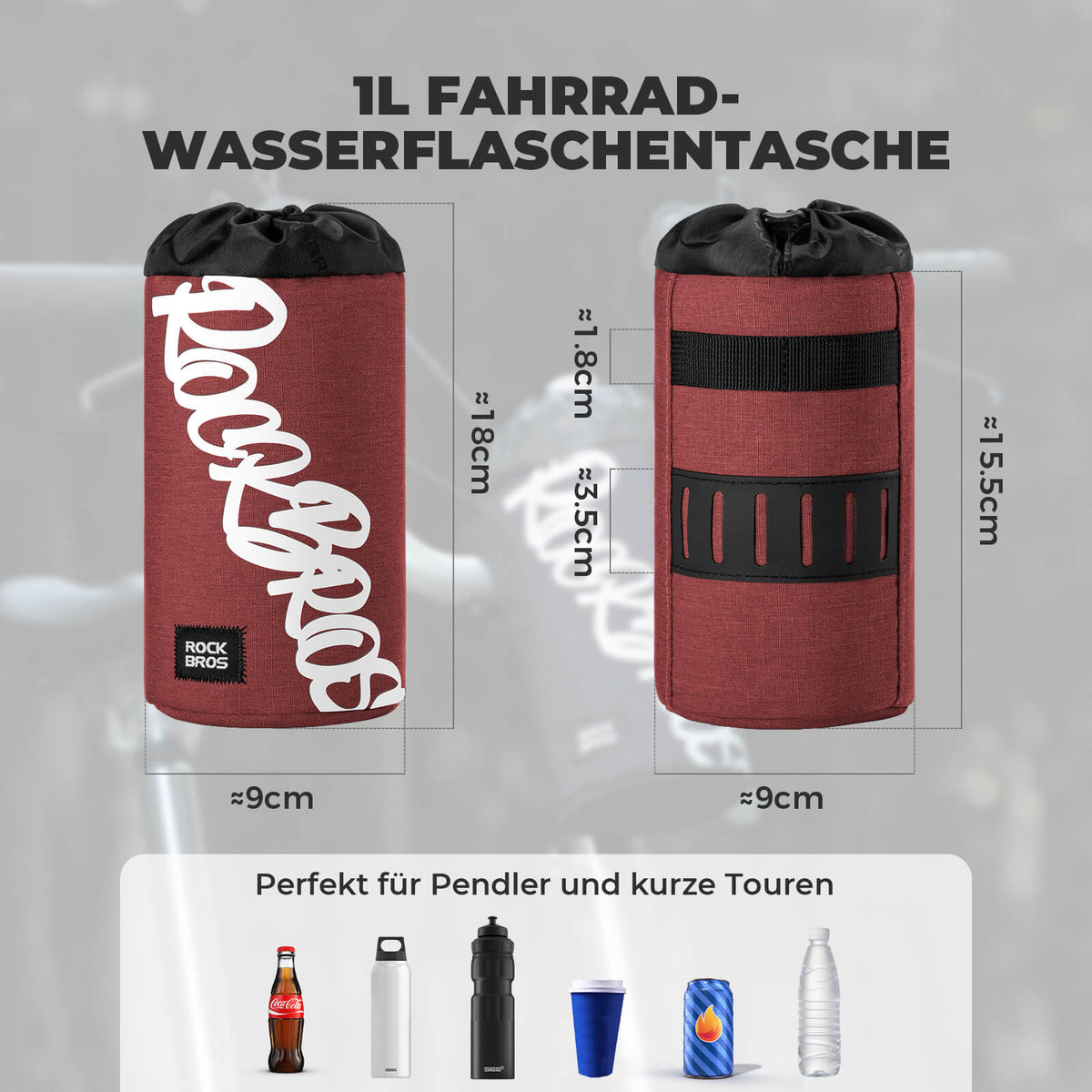 ROCKBROS Fiets Stuurzak Mini 1L voor Drinkflessen Ø9 cm