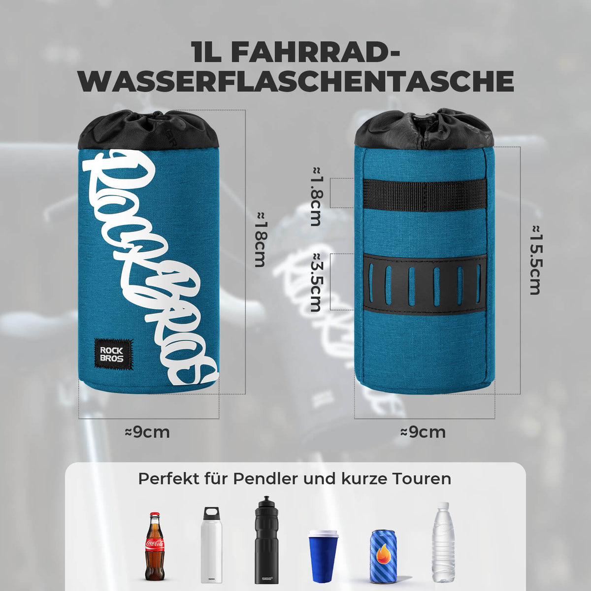 ROCKBROS Fiets Stuurzak Mini 1L voor Drinkflessen Ø9 cm