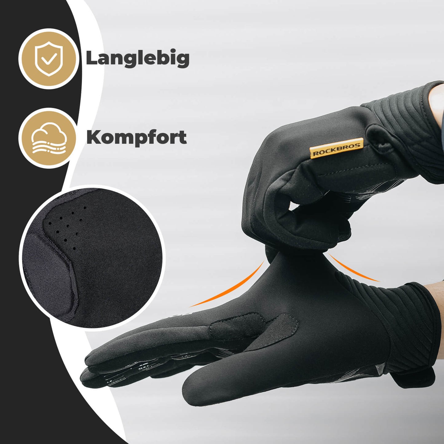 Rockbros touchscreen-compatibele fietshandschoenen met SBR-vulling.