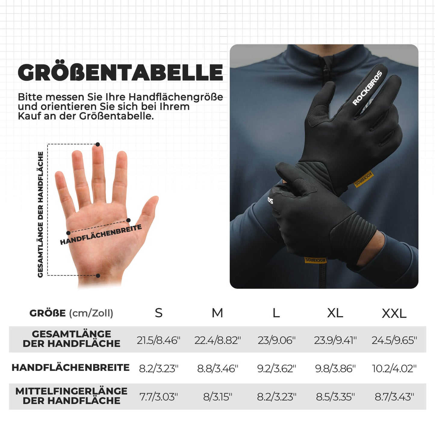 Rockbros touchscreen-compatibele fietshandschoenen met SBR-vulling.