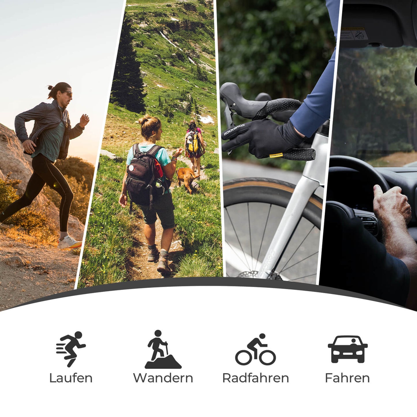 Rockbros touchscreen-compatibele fietshandschoenen met SBR-vulling.
