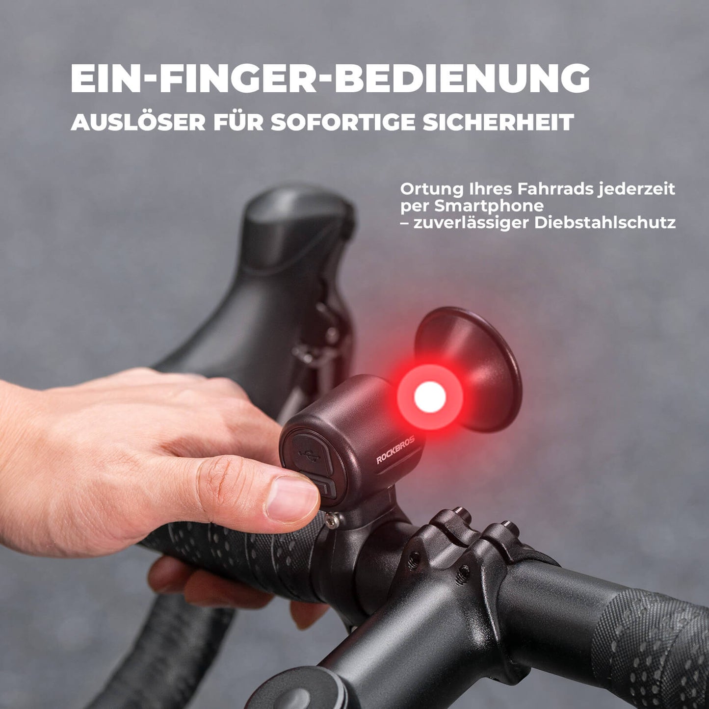 Elektrische fietsbel, 120 dB toon, IPX5 waterbestendig, smartphone-tracking, ROCKBROS