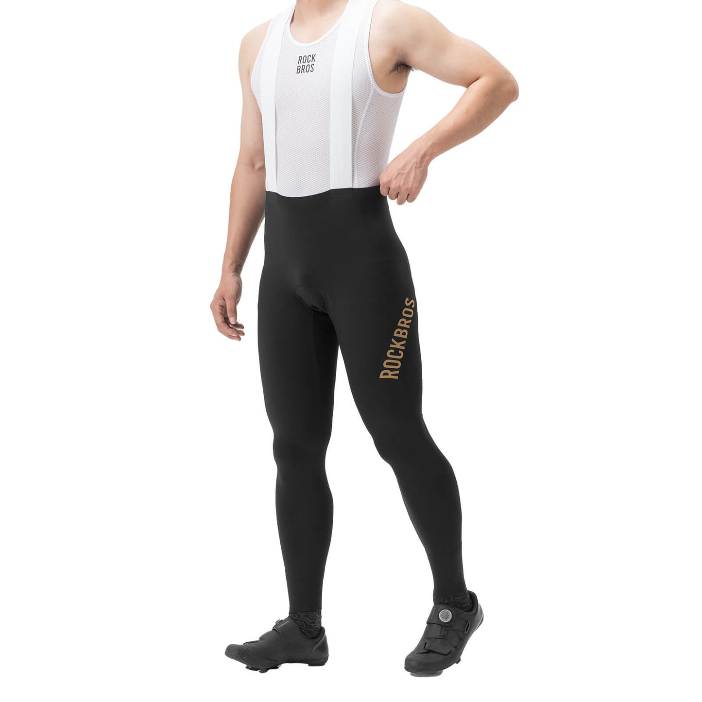 Lange, gevoerde fietsbroek met bretels voor heren van ROCKBROS