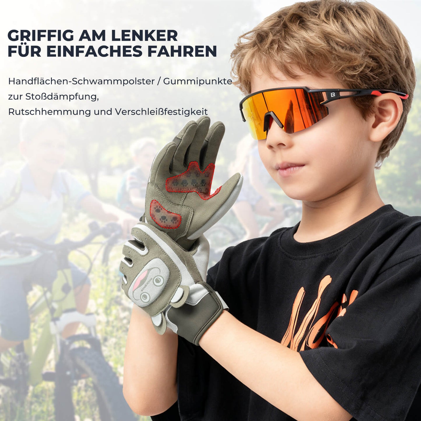 Fietshandschoenen voor kinderen, ademend en antislip met SBR-bescherming, ROCKBROS