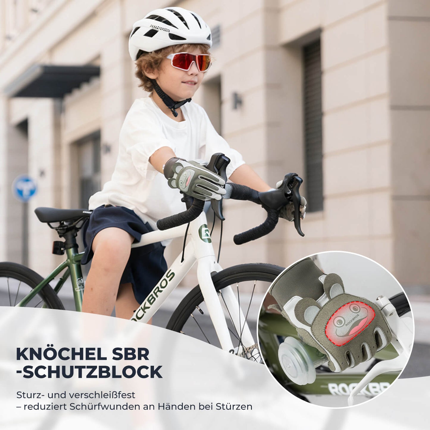 Fietshandschoenen voor kinderen, ademend en antislip met SBR-bescherming, ROCKBROS