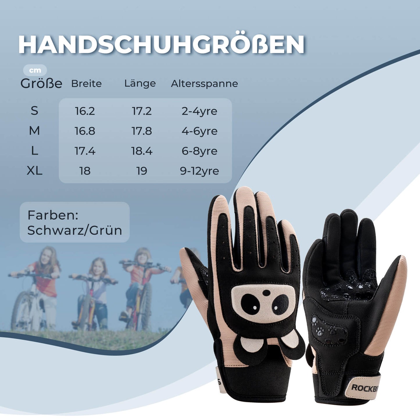 Fietshandschoenen voor kinderen, ademend en antislip met SBR-bescherming, ROCKBROS