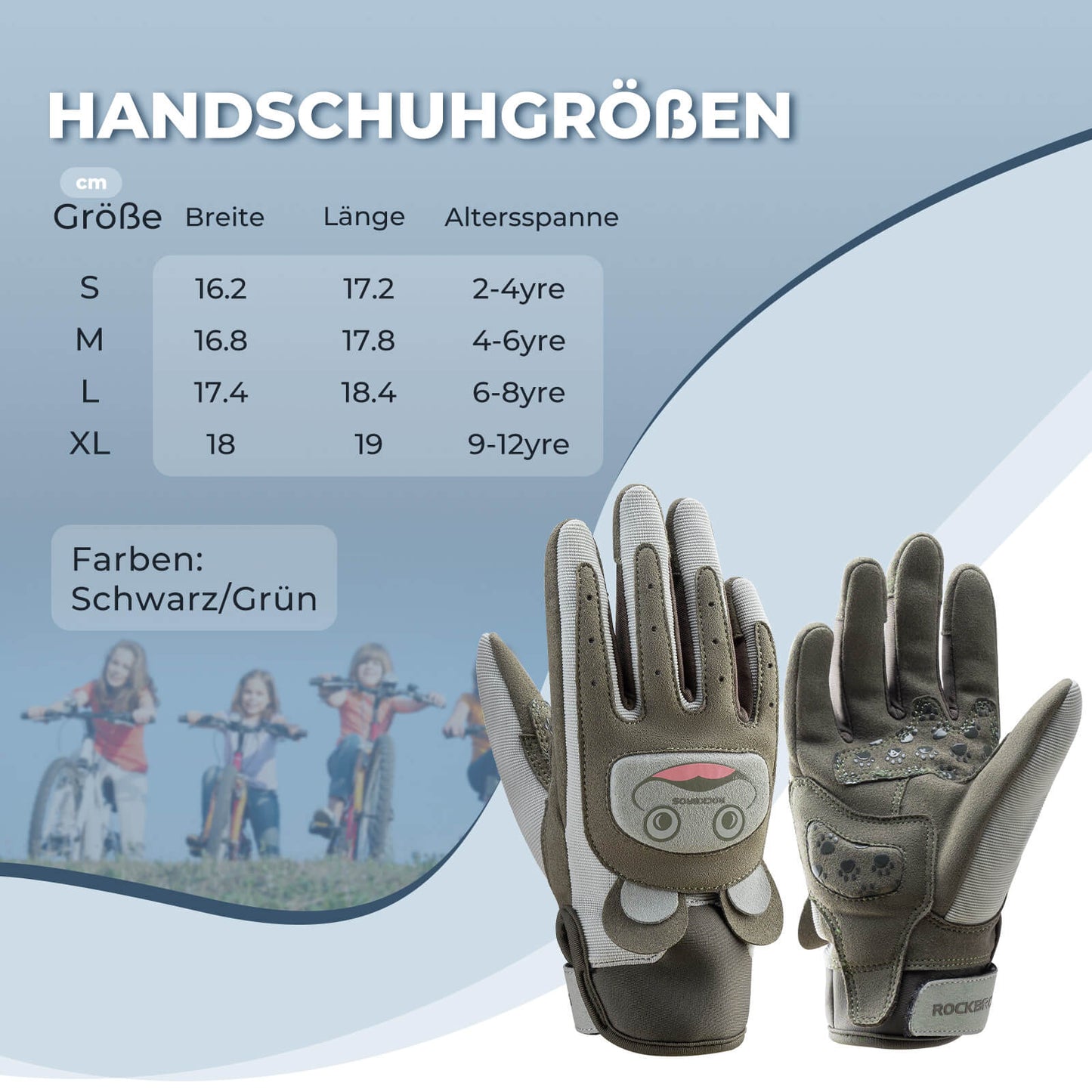 Fietshandschoenen voor kinderen, ademend en antislip met SBR-bescherming, ROCKBROS