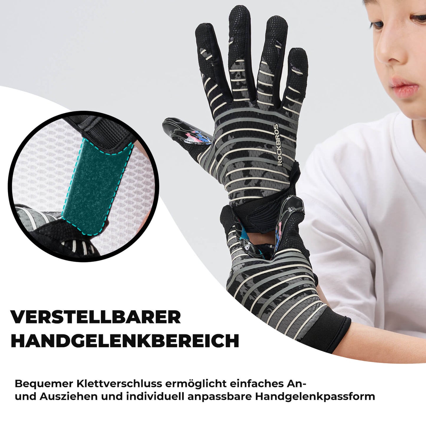 Professionele sporthandschoenen voor kinderen, ademend en elastisch, ROCKBROS