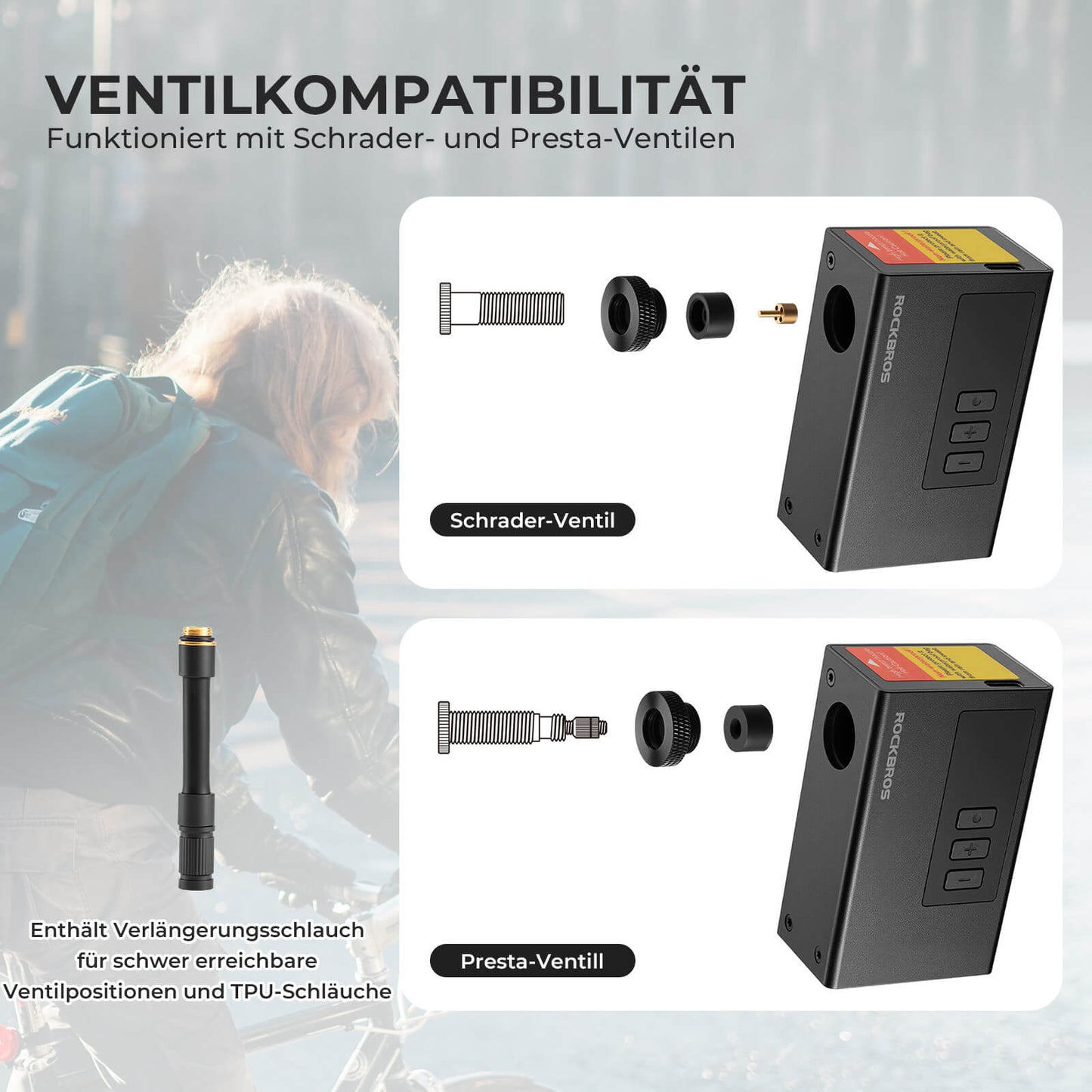Mini elektrische fietspomp draagbaar AS240 Pro ROCKBROS
