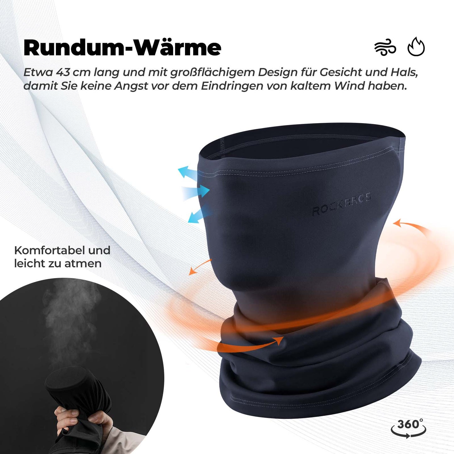 Multifunctionele fleece bivakmuts, zacht gezichtsmasker, buissjaal, ROCKBROS
