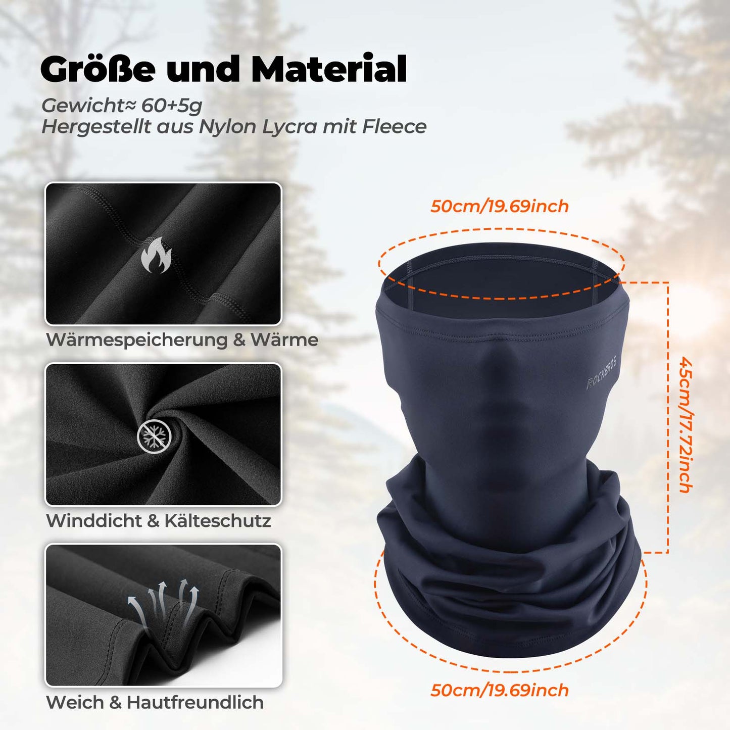 Multifunctionele fleece bivakmuts, zacht gezichtsmasker, buissjaal, ROCKBROS