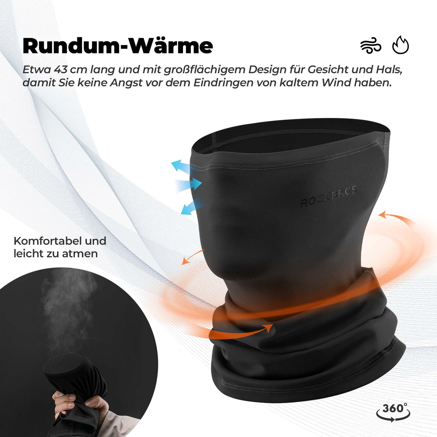 Multifunctionele fleece bivakmuts, zacht gezichtsmasker, buissjaal, ROCKBROS