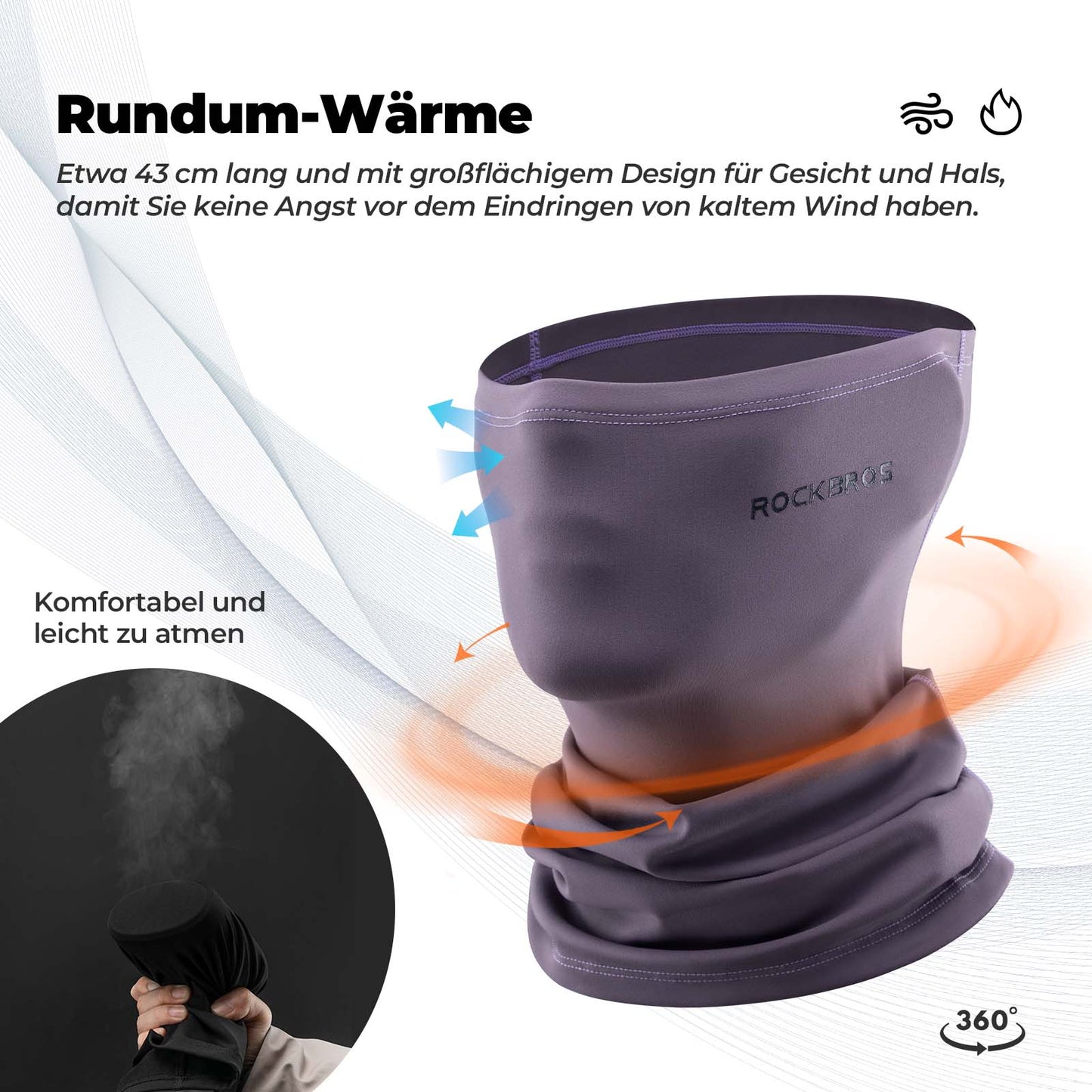 Multifunctionele fleece bivakmuts, zacht gezichtsmasker, buissjaal, ROCKBROS