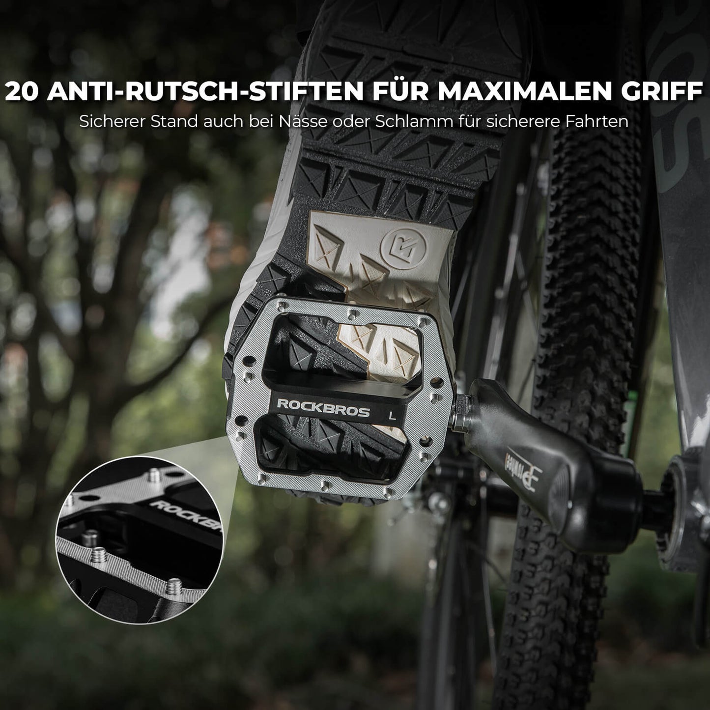 Pedalen met antislip pinnen - Breed platform & chroom-molybdeen as ROCKBROS